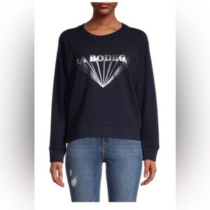 MOTHER La Bodega Graphic Sweatshirt. Navy / silver. NWT. Size small.